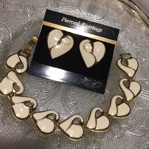 Epoxy Heart Bracelet and earring set vintage